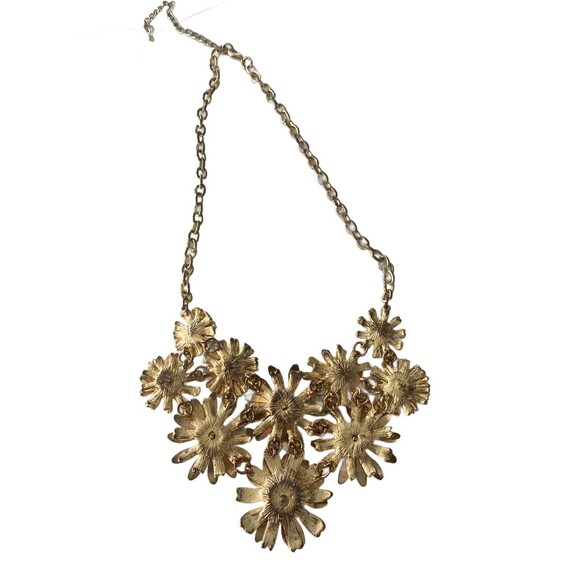 Daisy Sunflower Floral Statement Necklace Women White Enamel Yellow Pearl Center - Picture 3 of 16